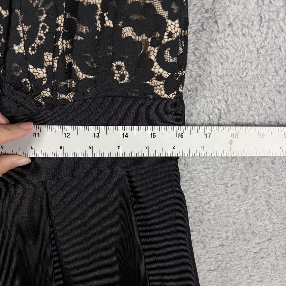 Eliza J Fallie Full Length A Line Gown Size 12 Black Lace Fit Flare Maxi V Neck - Picture 4 of 9